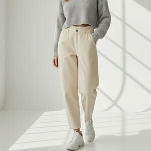 American Eagle Stretch Corduroy Barrel Pants NWT Women's Sz 16/33W Cream Casual